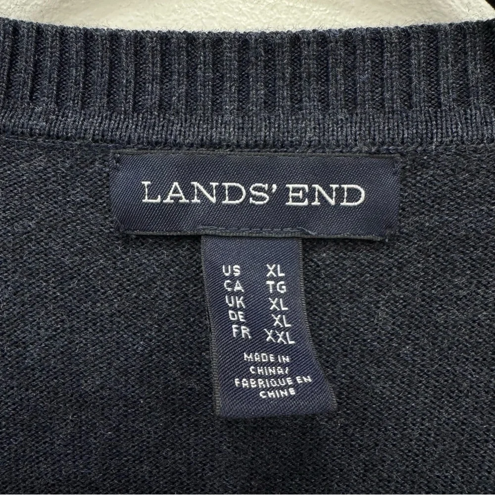 Land's End Outfitters Navy Blue Men's Knit V-Neck Sweater Vest Sz XL GUC